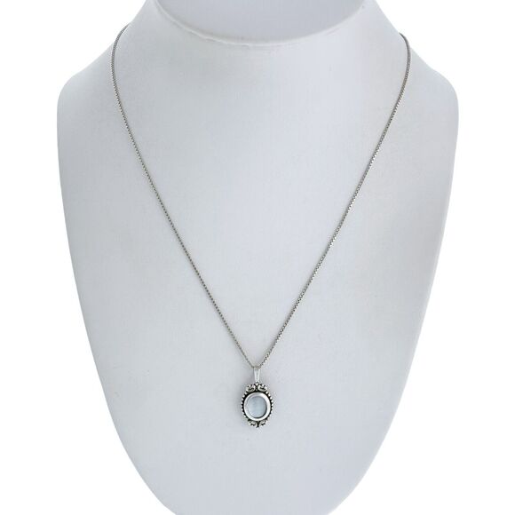 White Cat's Eye Pendant ONLY | Vintage Sterling Silver 925 - Picture 2 of 4